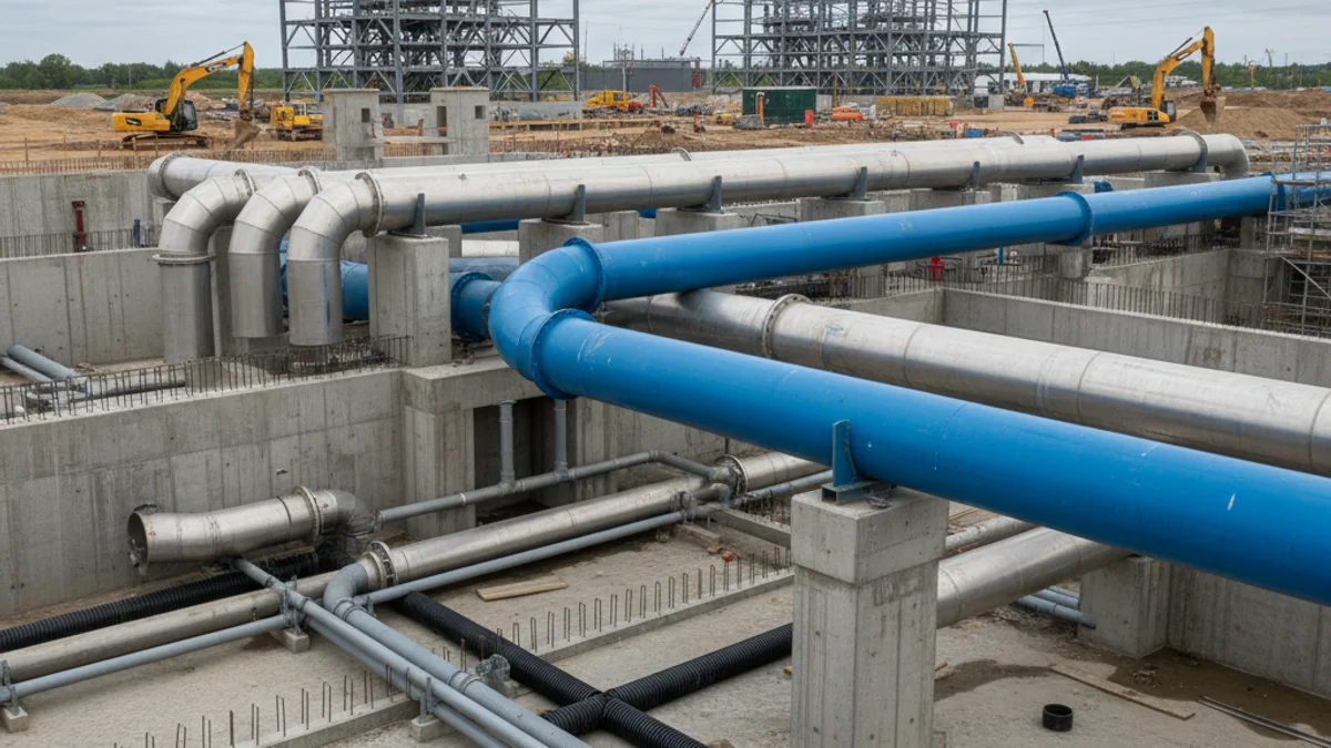 Vista genèrica d'una planta de tractament d'aigua o d'una instal·lació municipal de gestió de residus.