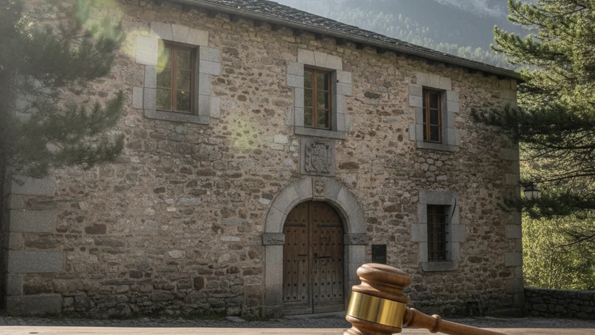 Imatge genèrica d'un edifici institucional en un poble de muntanya.