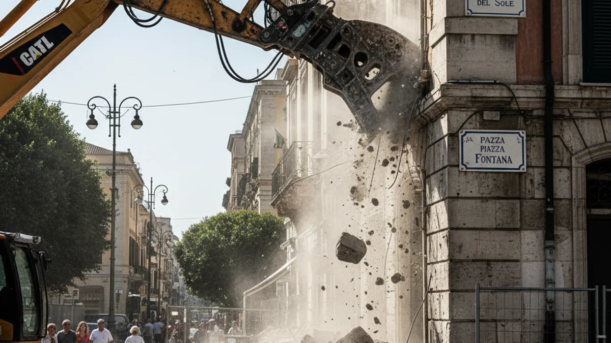 Generic image of demolition works of a building in an urban environment.
