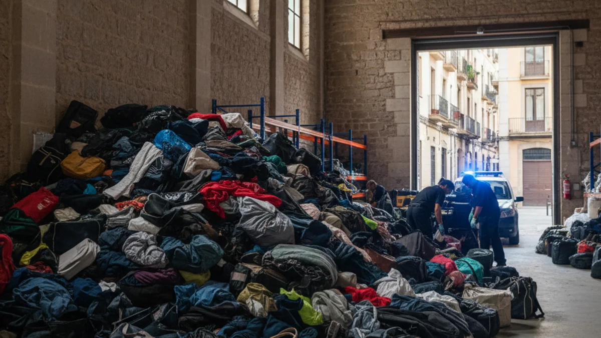 Imatge genèrica de material confiscat durant un operatiu policial contra la venda ambulante.