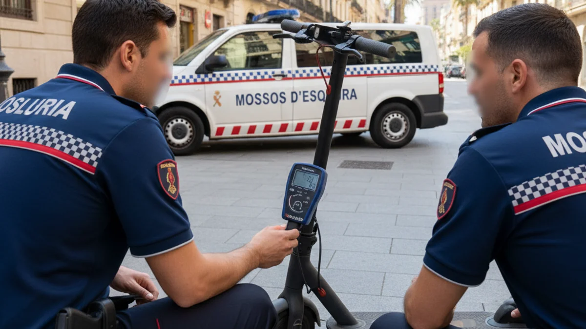 Generic image of police conducting a check on personal mobility vehicles.