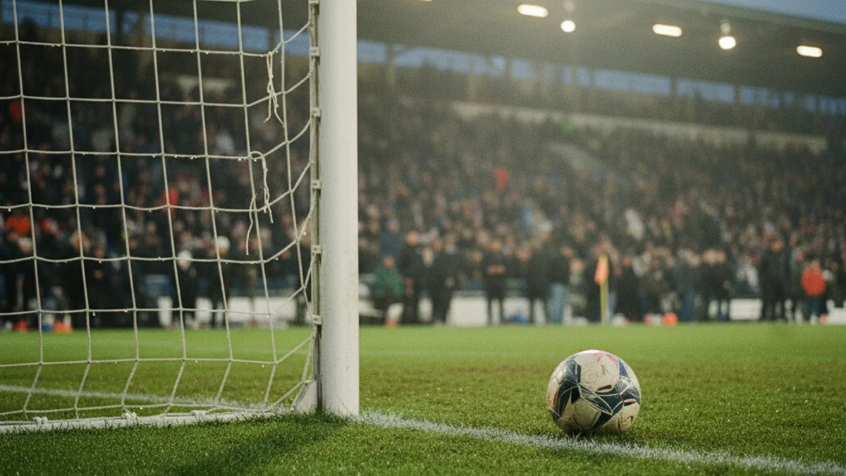 Generic image of a football goal and a ball on a stadium pitch.