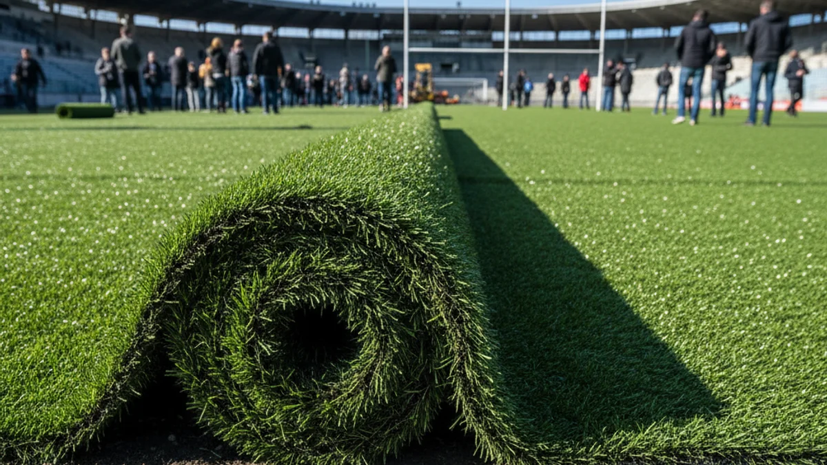 Imatge genèrica de la instal·lació de gespa artificial en un camp de futbol municipal.