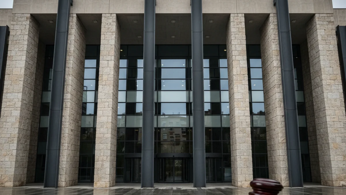 Imatge genèrica de la façana d'un palau de justícia on se celebren judicis penals.