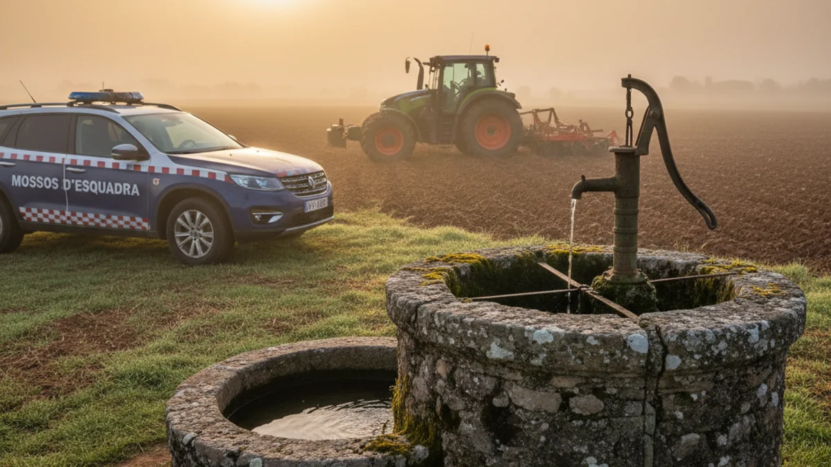 Generic image of Mossos d'Esquadra conducting an inspection in a rural area.