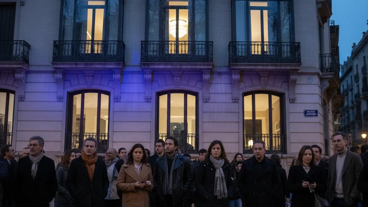 Imatge genèrica d'un cordó policial davant d'un edifici d'habitatges durant una operació contra el narcotràfic.