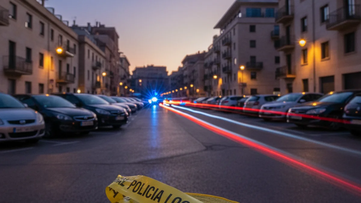Imatge genèrica de llums policials en un aparcament durant una intervenció nocturna.