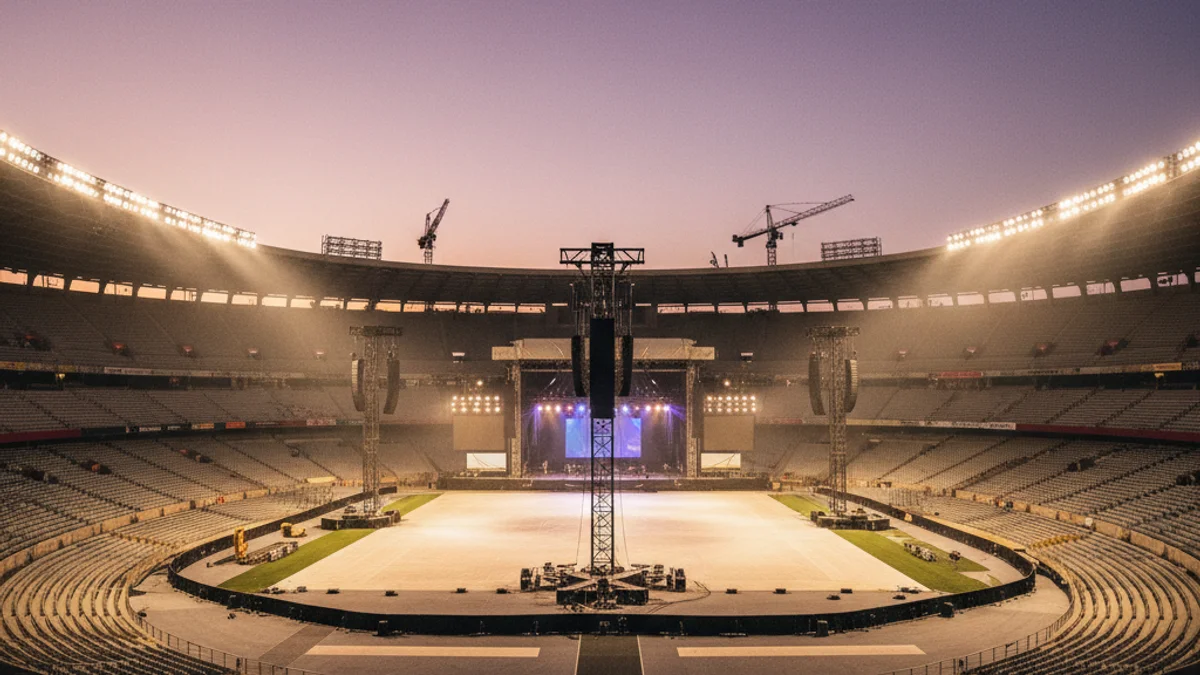 Imatge genèrica de l'Estadi Olímpic Lluís Companys preparat per a un gran esdeveniment musical.