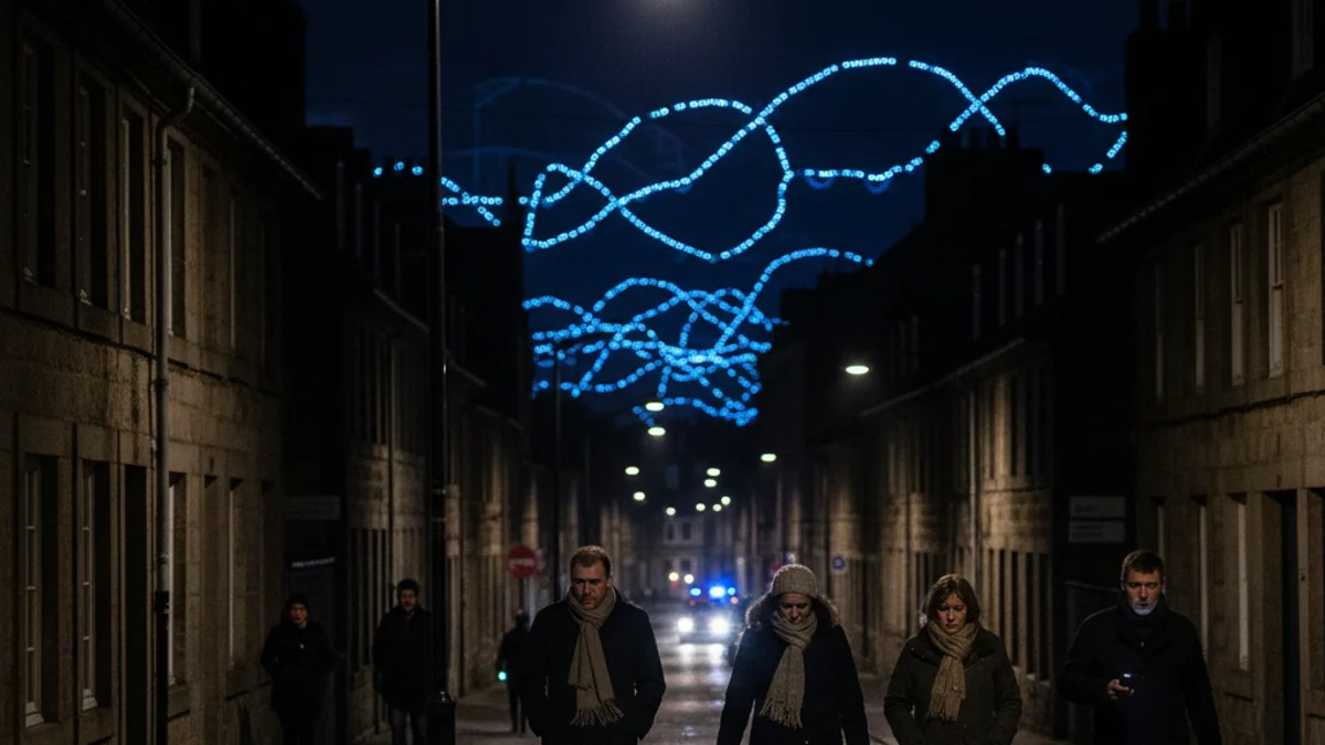 Generic image of a dark street during a night-time power outage.