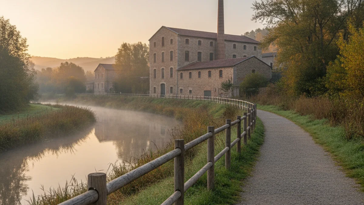 Imatge genèrica d'un camí de terra vora el riu amb una tanca de fusta i bosc al voltant.
