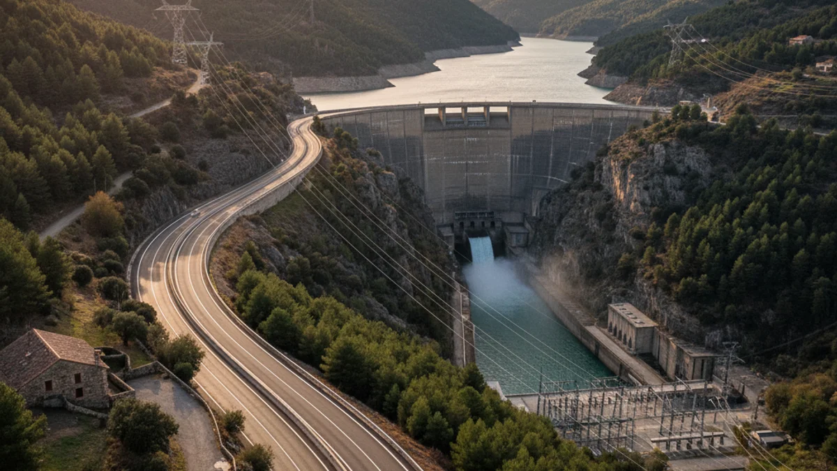 Imatge genèrica d'una carretera de muntanya i un embassament que simbolitzen les inversions en infraestructures.