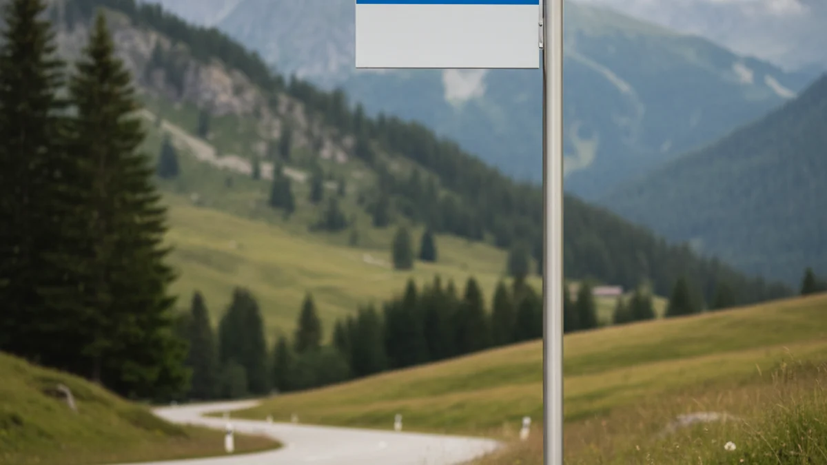 Senyalització de transport públic en una zona rural amb informació de servei.