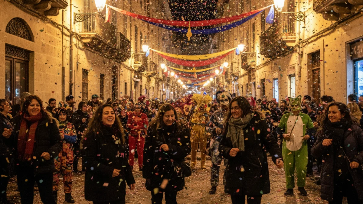 Generic image of a street celebration with people in costumes and a festive atmosphere.
