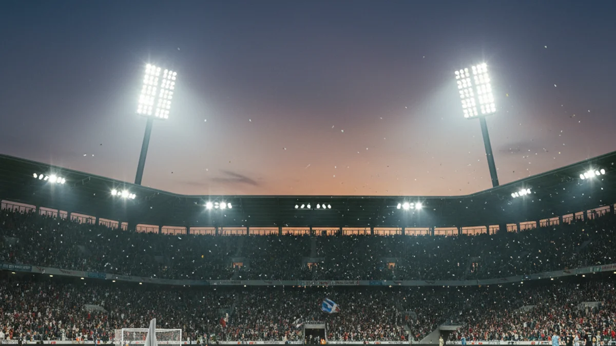 Generic image of a football stadium lighting during a night celebration.