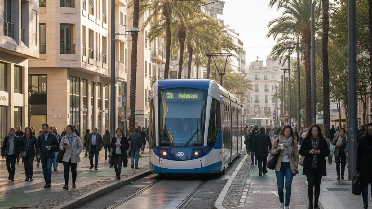 Imatge genèrica d'un tramvia modern circulant per una zona urbana.