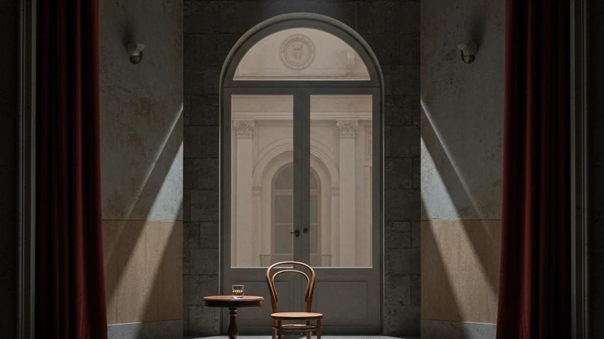 Generic image of a theater stage with post-war setting.