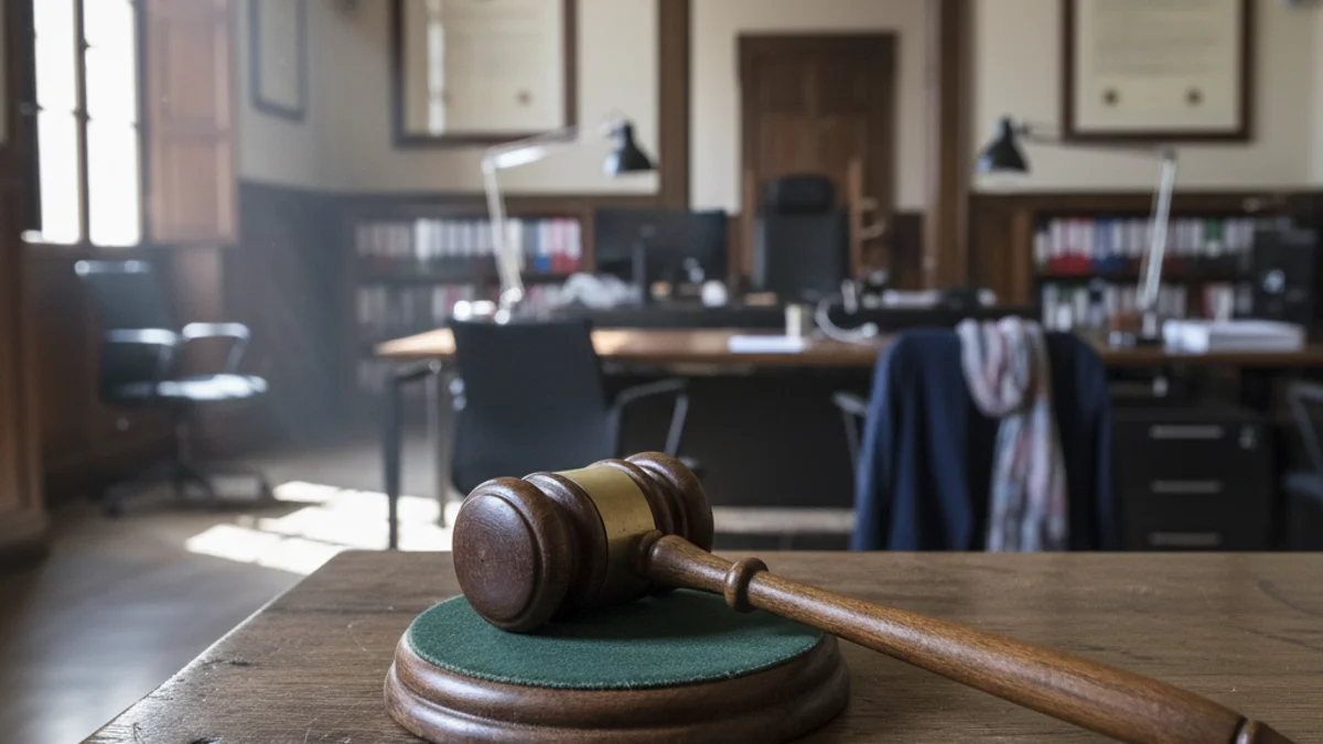 Imatge genèrica d'un mall de fusta en un jutjat.