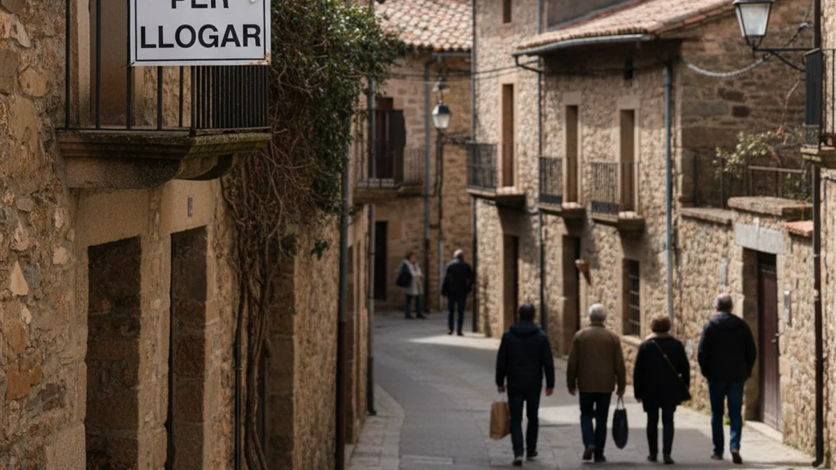 Imatge genèrica d'un cartell de lloguer en un habitatge d'un municipi català.