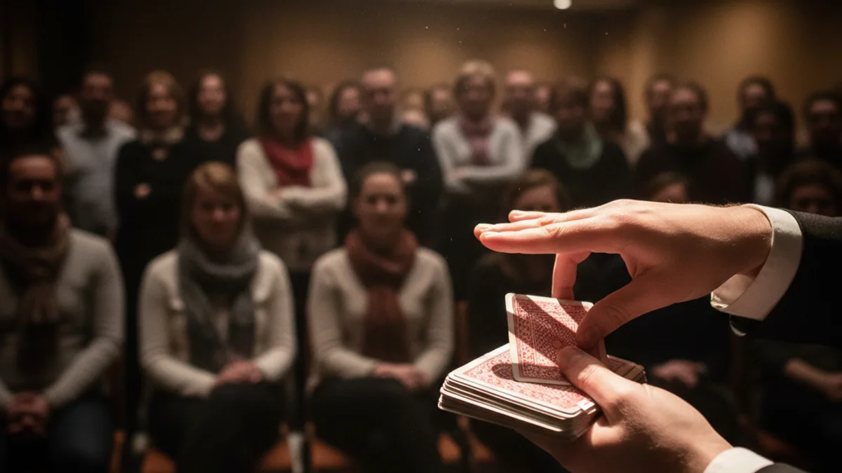 Generic image of a close-up magic show in an intimate venue.