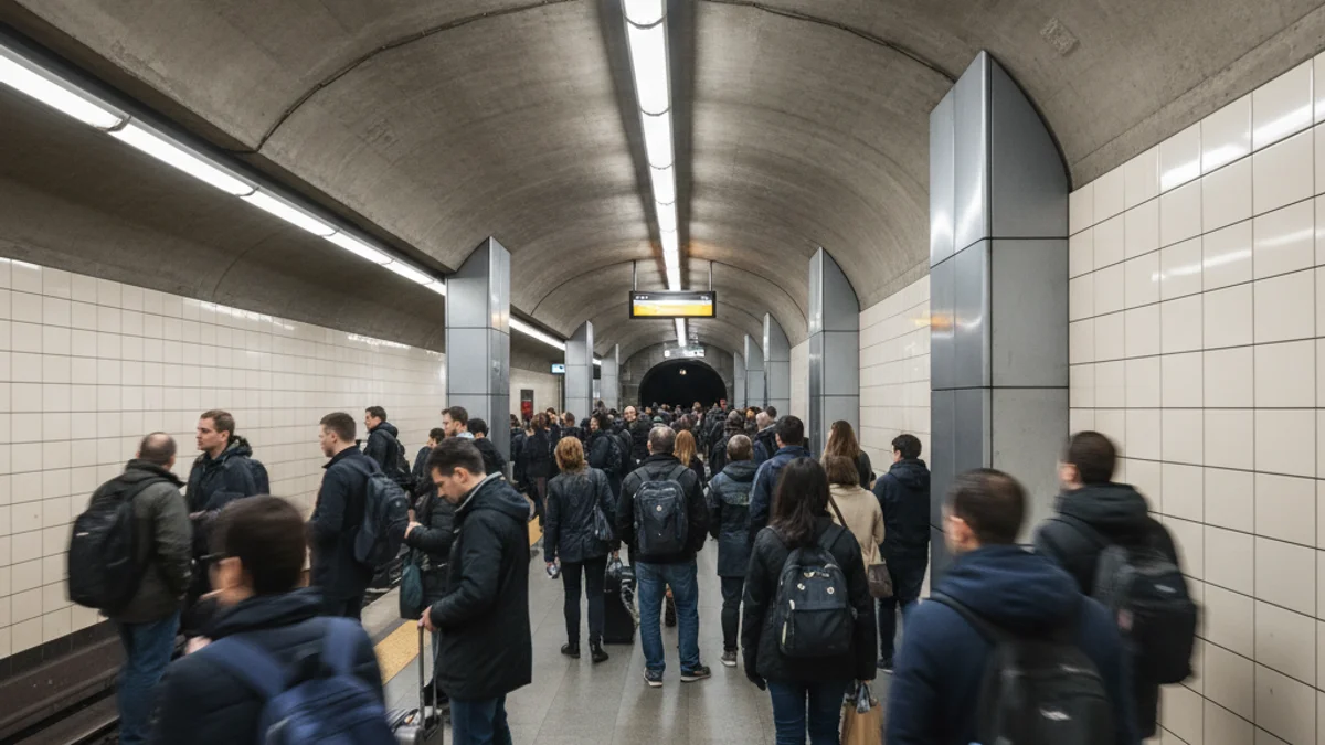 Andana d'una estació de metro plena de passatgers esperant el tren a Barcelona.