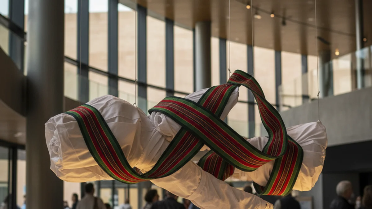 Imagen genérica del interior de un museo moderno con elementos de la cultura castellera.