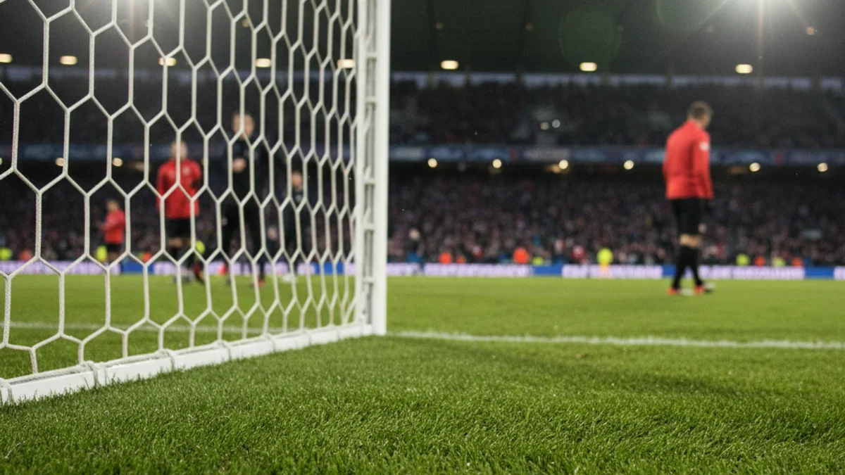 Generic image of a football goal during an official match.