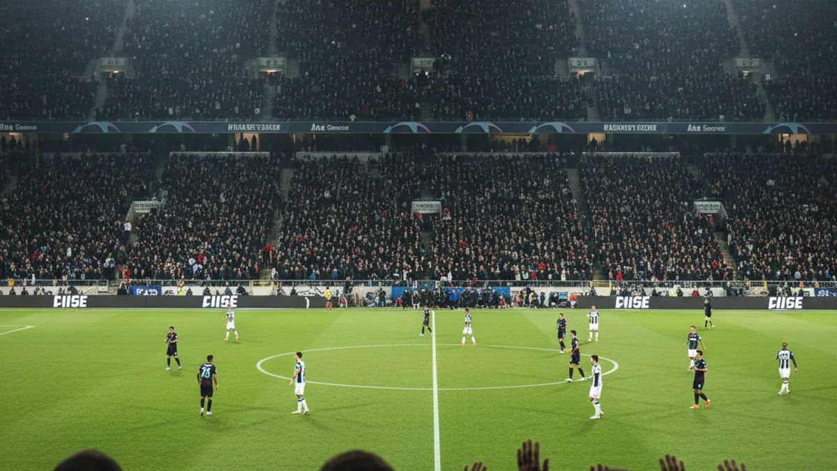 Imatge genèrica d'un partit de futbol en un estadi municipal.