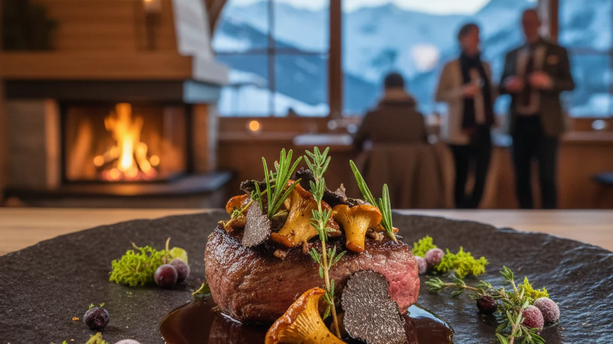 Imatge genèrica d'un plat de degustació d'alta cuina en un restaurant de muntanya.