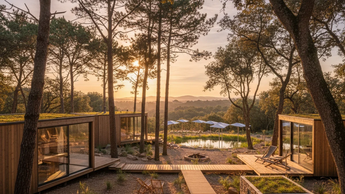 Generic image of a sustainable campsite integrated into nature in the Girona region.
