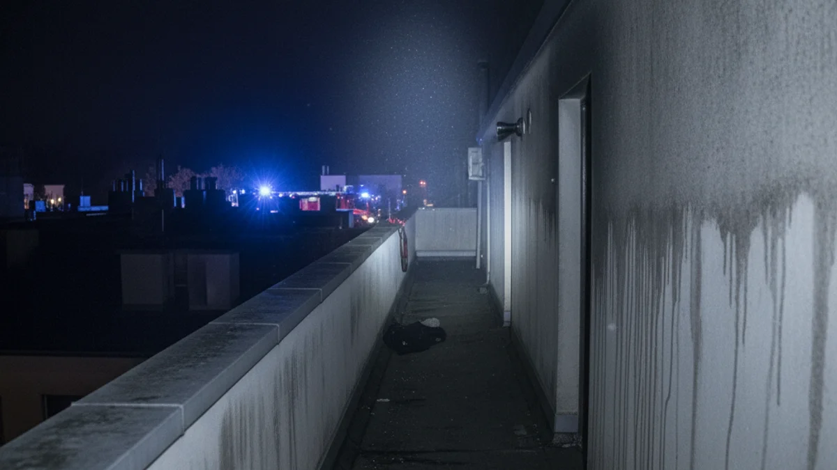 Generic image of a dark corridor with smoke residue and emergency lights in the background.