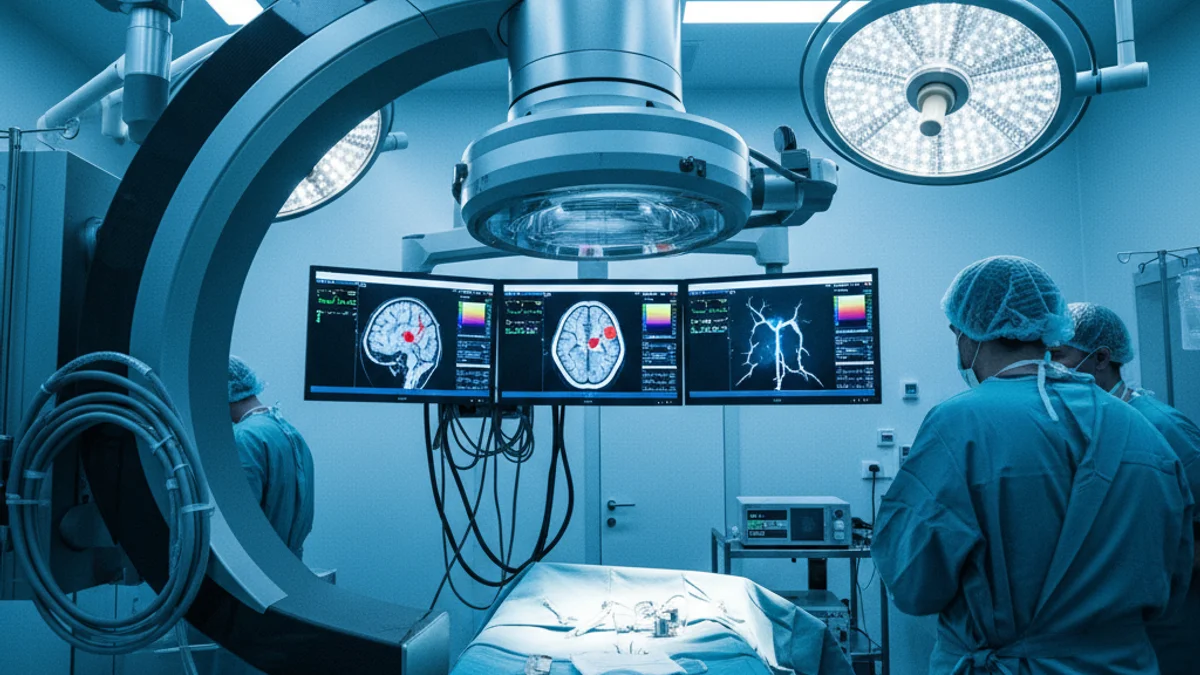 Imatge genèrica d'una sala d'intervenció mèdica d'alta tecnologia per al tractament de l'ictus.