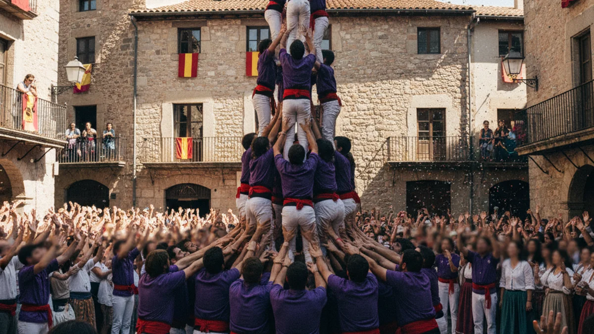 Imatge genèrica dels Moixiganguers d'Igualada aixecant un castell.