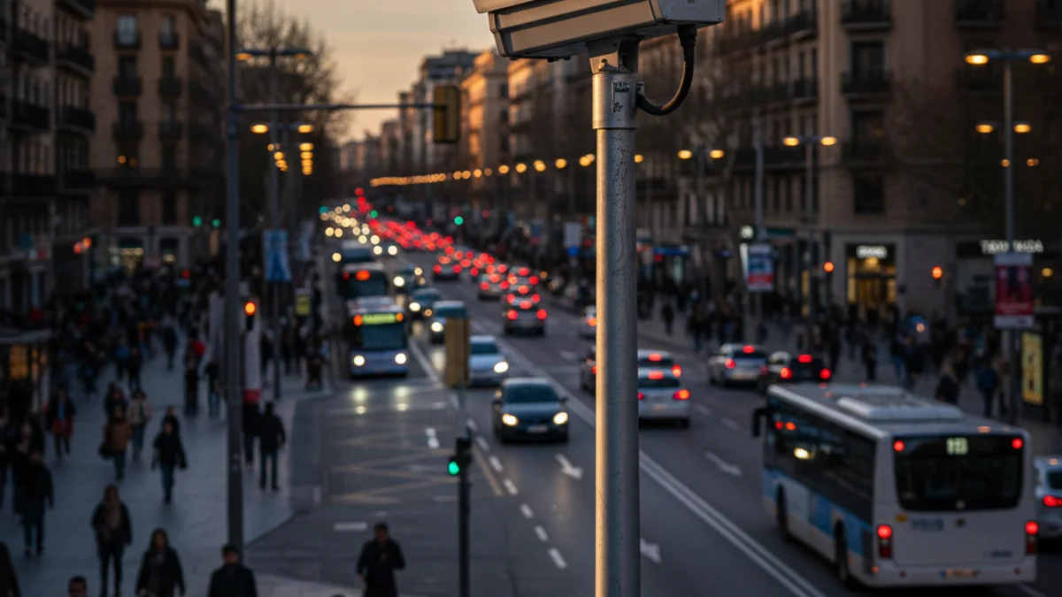 Imagen genérica de un radar de velocidad instalado en una vía urbana para controlar el tráfico.