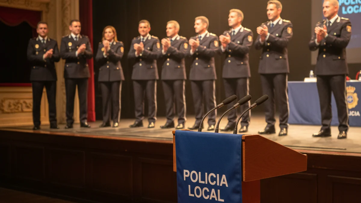 Imatge genèrica d'un acte institucional de lliurament de distincions policials en un teatre.