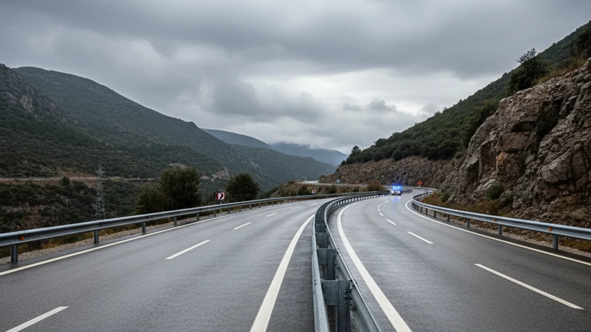 Generic image of a mountain road section with safety barriers.