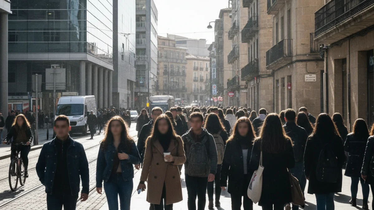 Generic image of young workers in an urban environment in Lleida.