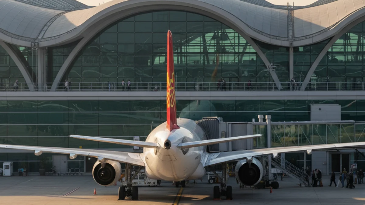 Imatge genèrica d'un avió comercial estacionat a la terminal de l'Aeroport del Prat.