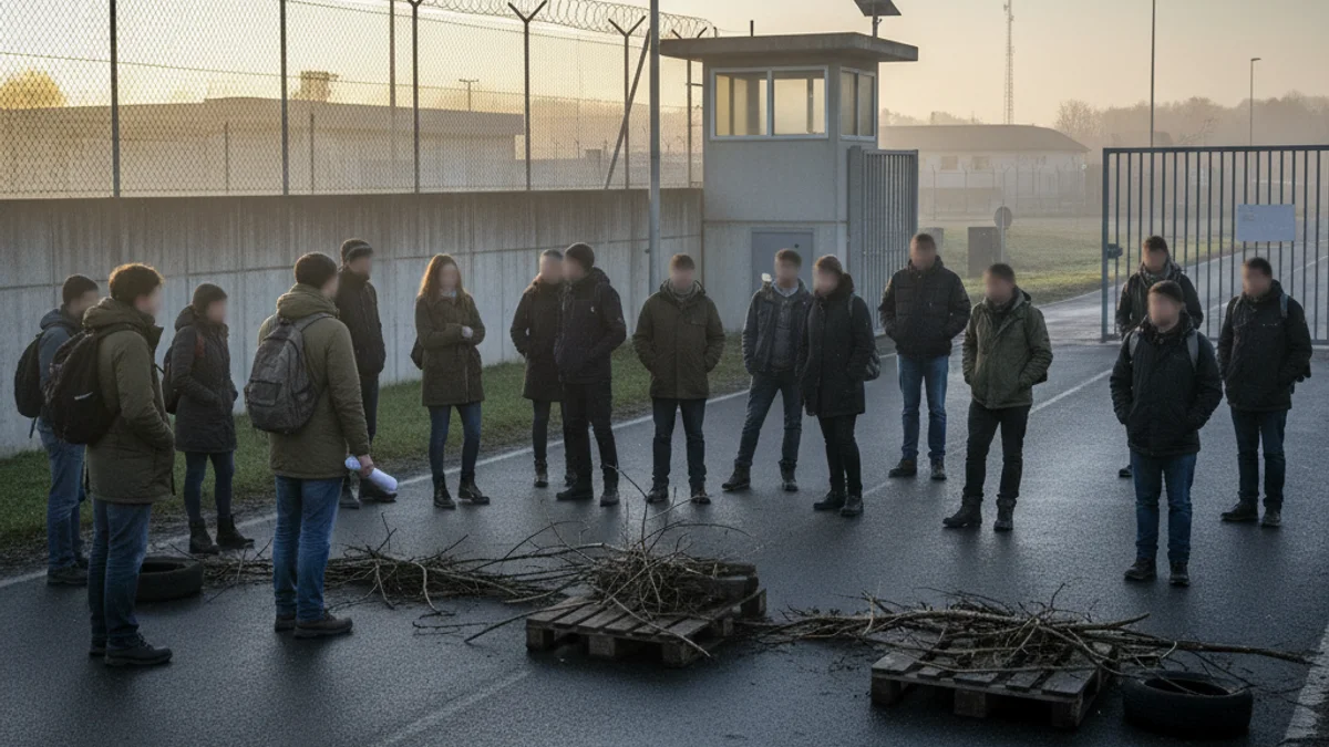 Imagen genérica de una protesta en una carretera de acceso a unas instalaciones oficiales.