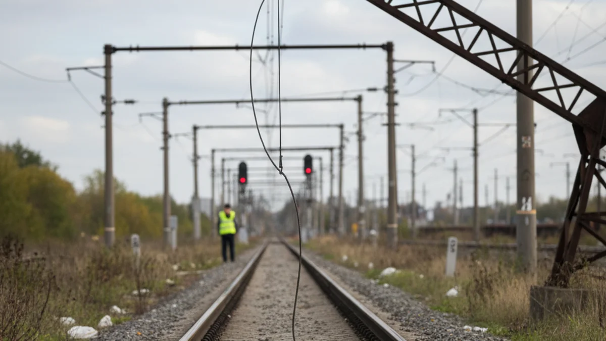 Imatge genèrica de vies de tren buides o senyals ferroviaris, simbolitzant una interrupció del servei.