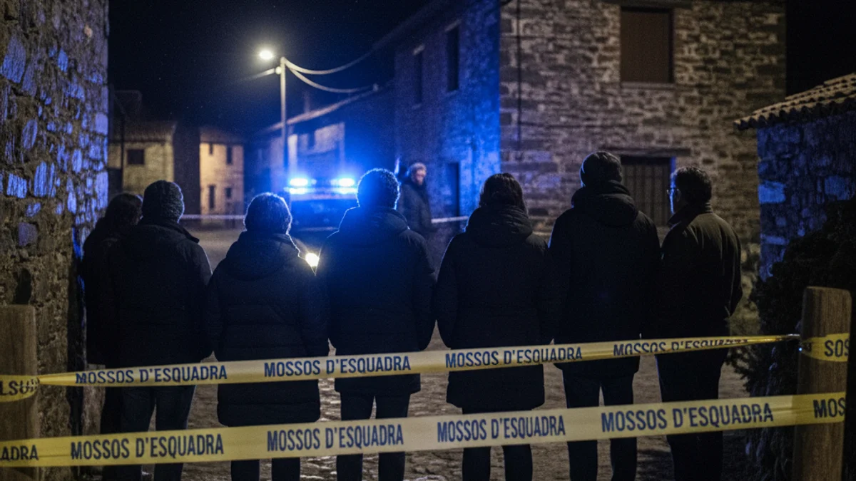 Imatge genèrica d'un desplegament policial nocturn en una antiga colònia minera.