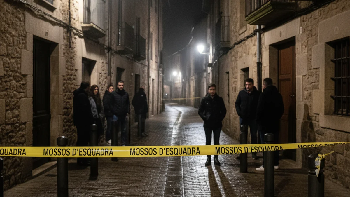 Imatge genèrica d'un carrer acordonat per la policia durant una investigació nocturna.