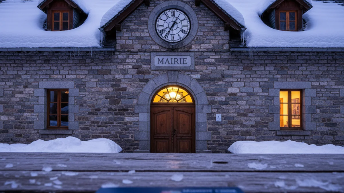 Imatge genèrica d'un ajuntament de muntanya nevat a la Val d'Aran.