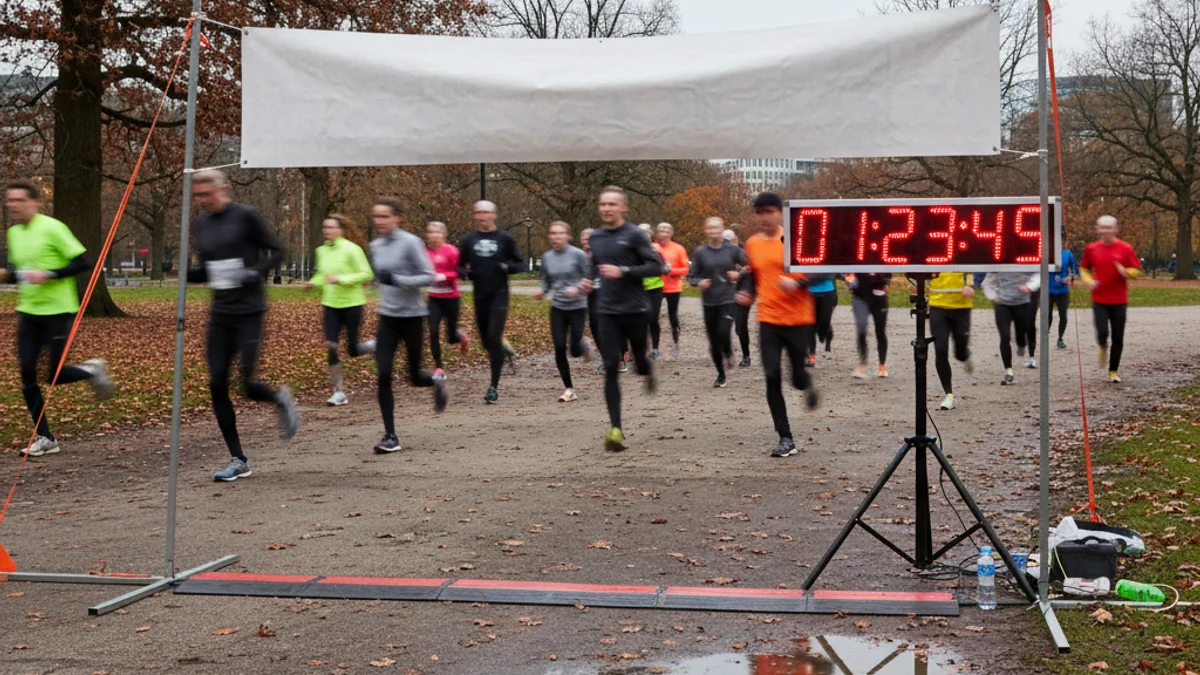 Imatge genèrica d'atletes creuant la línia d'arribada en una cursa popular de llarga distància.