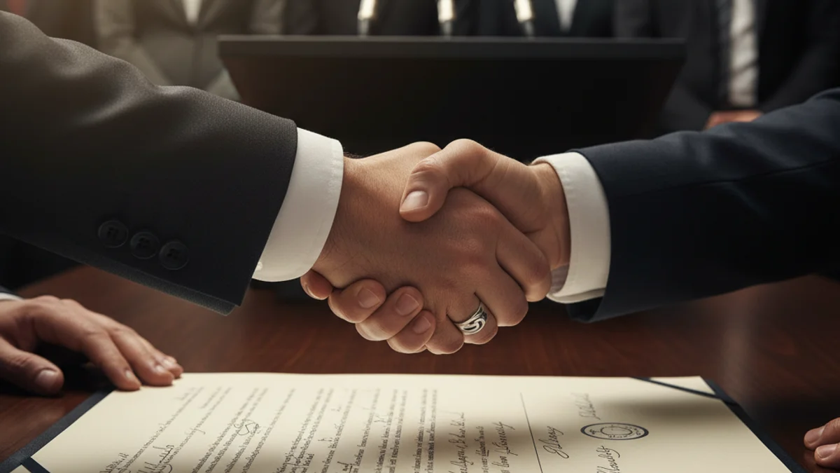 Imatge genèrica de la signatura d'un acord polític entre dues formacions.