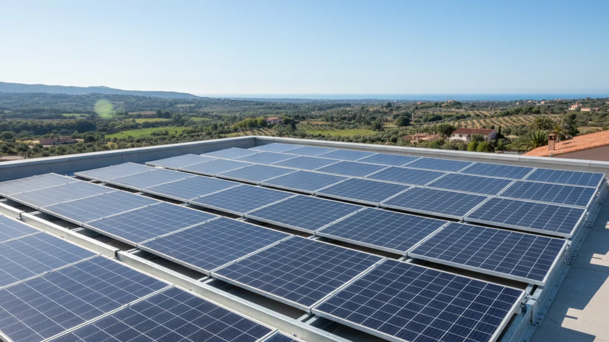 Generic image of solar panels installed on the roof of a public building.