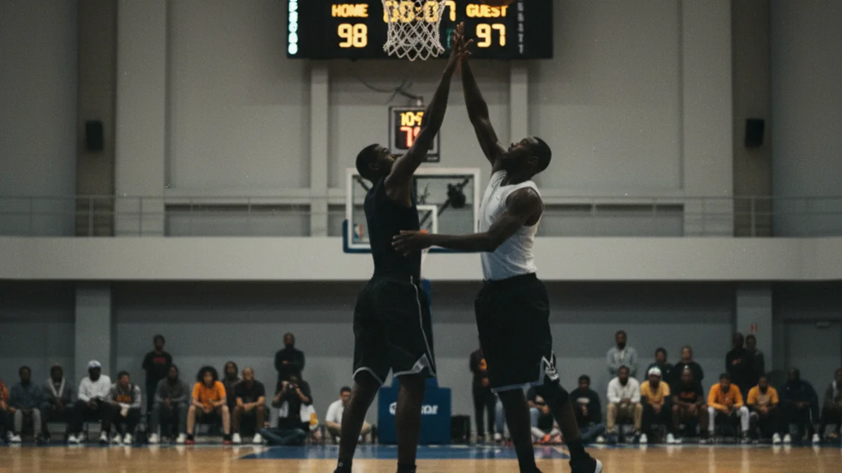 Imatge genèrica d'un partit de bàsquet de la Lliga Endesa, amb jugadors en acció prop de la cistella, sense cares reconeixibles.