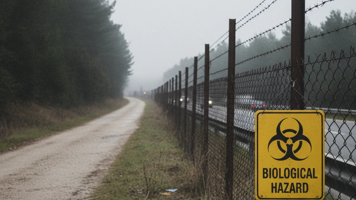 Imatge genèrica d'un tancat perimetral en una zona boscosa per controlar el pas de fauna salvatge.