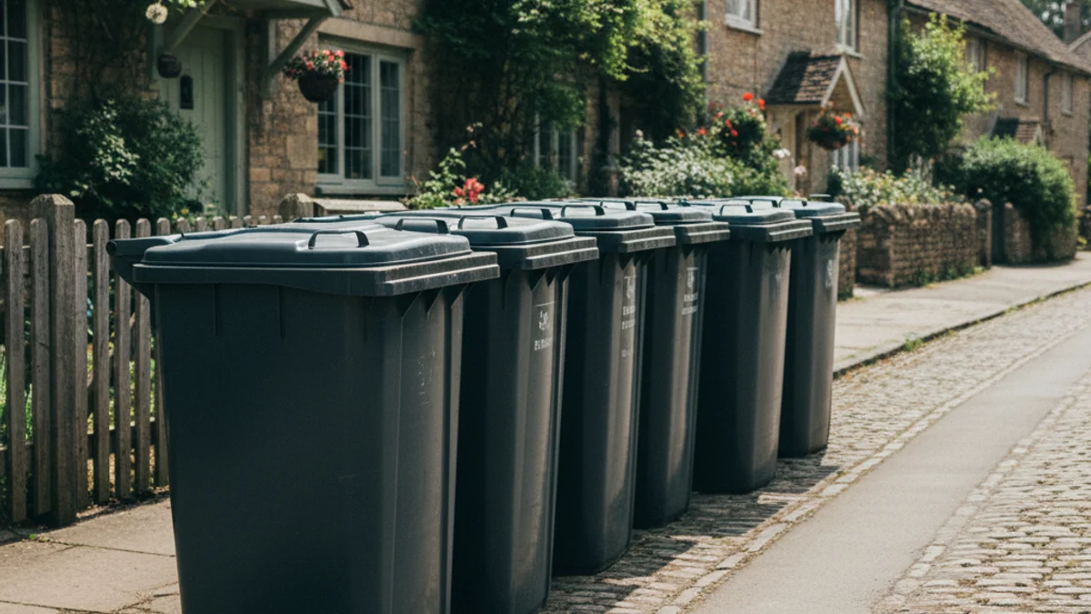 Contenidors de reciclatge en un carrer de poble