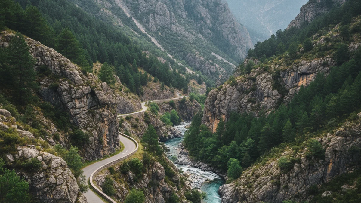 Generic image of a greenway section in a mountain environment.