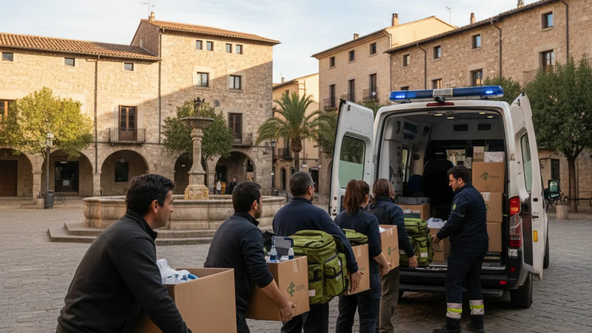 Imatge genèrica d'una ambulància de suport humanitari preparada per a un comboi d'emergència.
